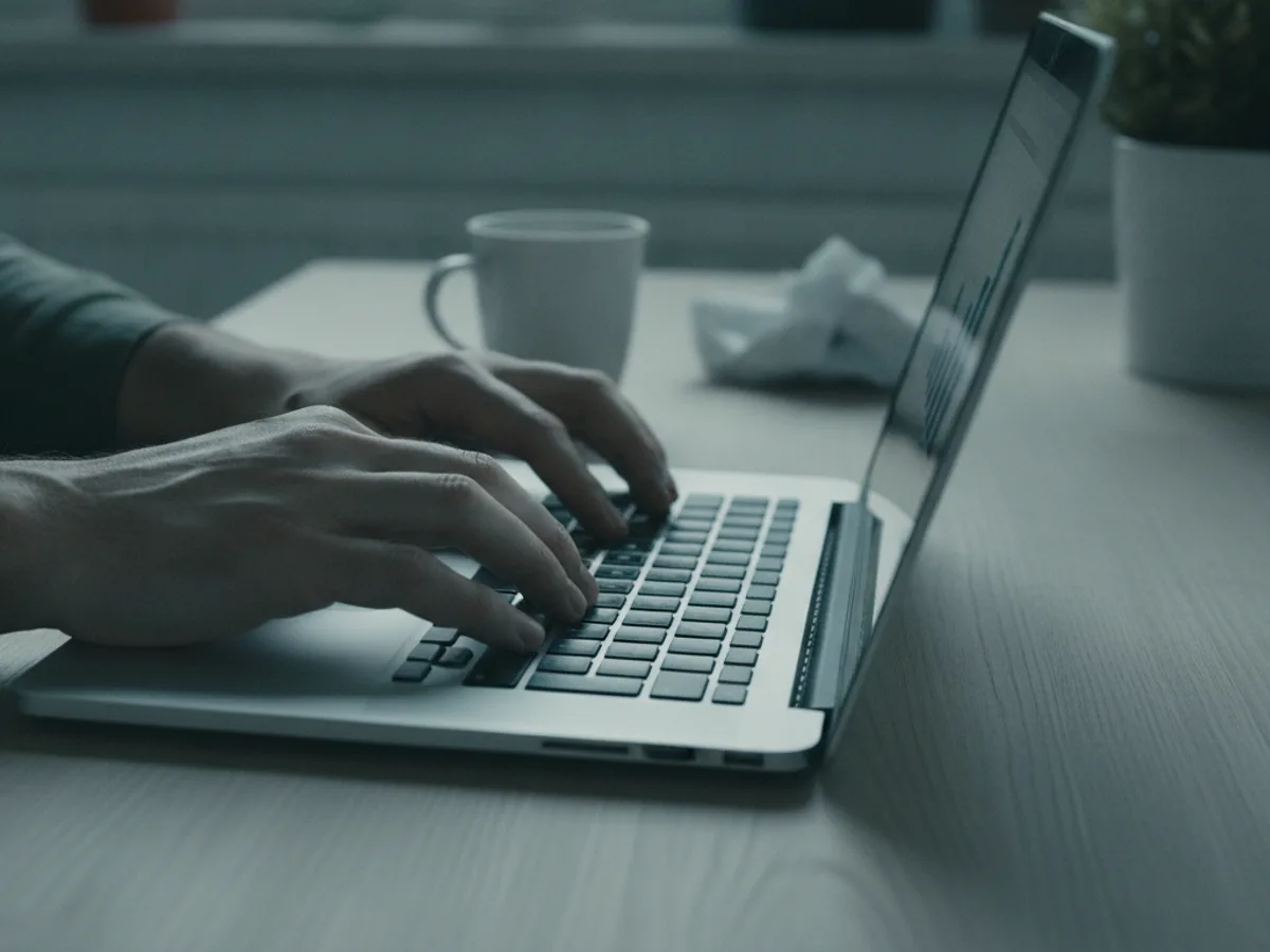 Hände am Laptop beim Vergleich von Energietarifen